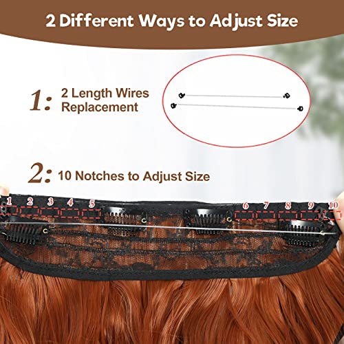 Halo Hair Extensions 20 Inch Invisible Wire Hair Extensions Adjustable Long Wavy Hair Extensions Synthetic Upgrade 4 Secure Clips in Hairpieces 20 Inch,Copper