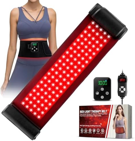 2-in-1 Red Light Therapy Belt, Wired & Wireless Controller with 3000mAh Battery Rechargeable Magnetic LED Screen Controller, 49" * 7" Infrared Red Light Therapy for Body for Muscle Pain Relief