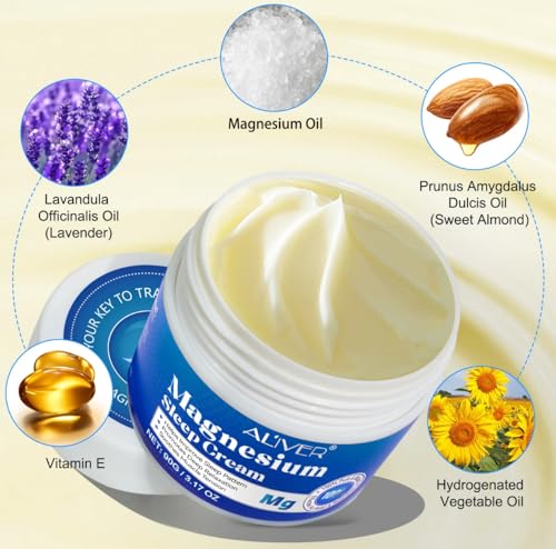 Magnesium Cream For Feet, Magnesium Cream for Sleep,Soothes Muscle Tension,Magnesium Lotion for Relaxation,3.17oz