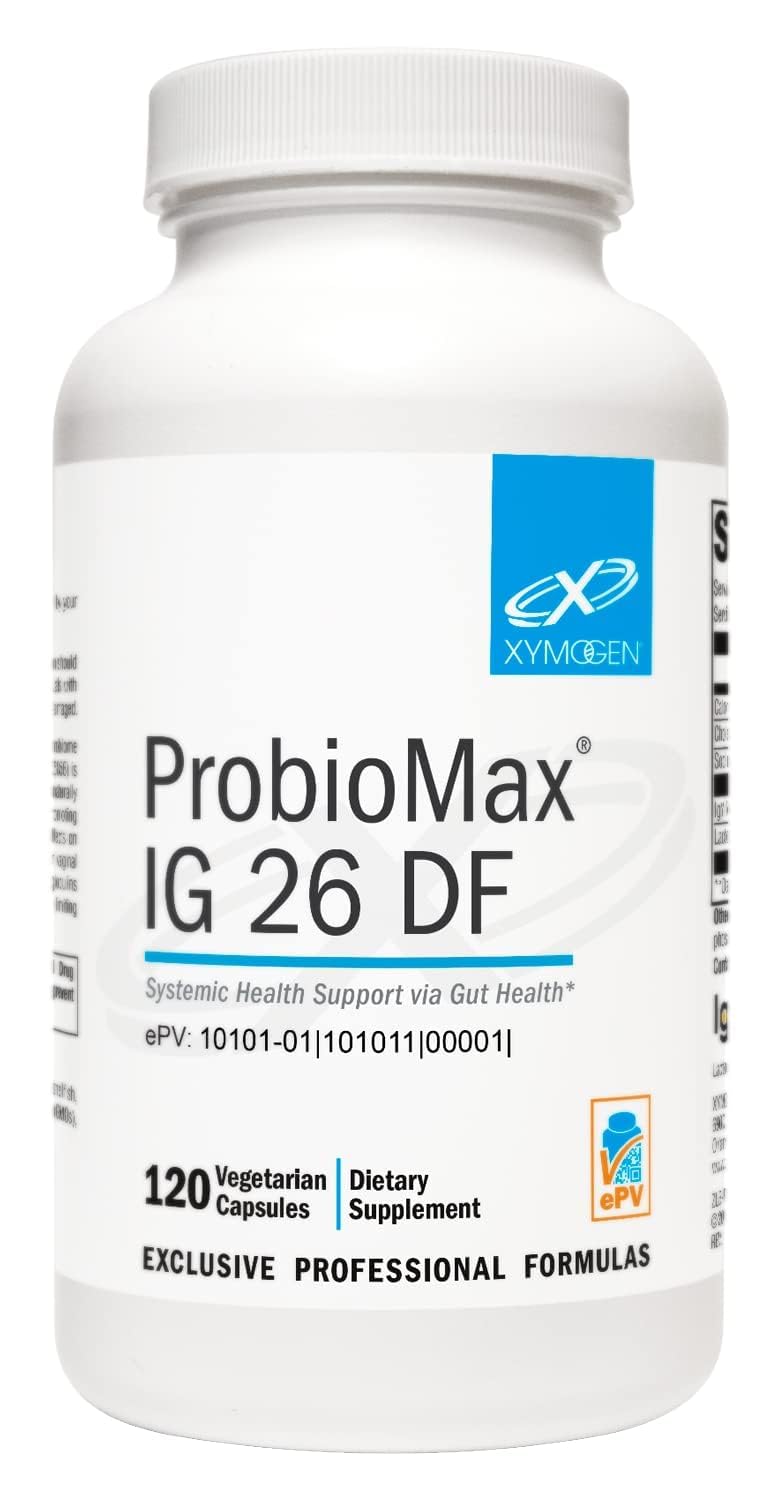 XYMOGEN ProbioMax IG 26 - Immunized Egg Powder & Bacillus Coagulans - Digestive Health Support - Vegetarian, Gluten-Free & Non-GMO - 120 Capsules