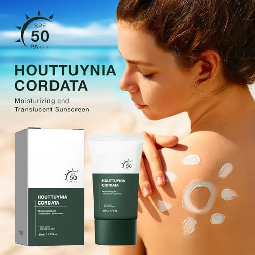 Heartleaf Silky Moisture Sunscreen, Moisture Daily Sunscreen, Korean SPF 50+ PA++++ Clear Filter Sun Essence, No White Cast, Hydrating, Moisturizing, Cools Down, Light Finish