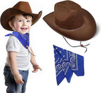 SeptCity Toddler Cowboy Hat and Blue Bandana for Age 2-5 (Brown)