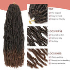 26 Inch Faux Locs Crochet Hair 7 Packs Soft Locs Crochet Hair Pre Looped Locs Hair Braids Goddess Locs Hair Ombre Brown Distressed New Locs for Women T30