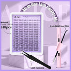 ALICE Cluster Eyelash Extension Kit Natural Wispy Lash Clusters Kit Lash Extension Kit Clear Band 168pcs C Curl 11-13mm Individual Lashes with Lash Glue Bond and Seal Self Application at Home
