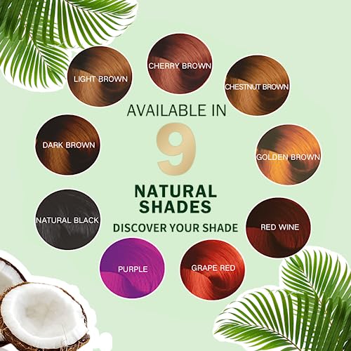Coconut Grape Instant Hair Color Shampoo - Long-lasting Red Dye for All Hair Types, 3-in-1 Formula for Women & Men