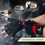 ATERCEL Workout Gloves for Men and Women, Exercise Gloves for Weight Lifting, Cycling, Gym, Training, Breathable and Snug fit (Red, S)