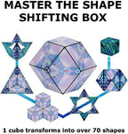Shashibo Shape Shifting Box - Award-Winning, Patented Fidget Cube w/ 36 Rare Earth Magnets - Transforms Into Over 70 Shapes, Gift Box, Download Fun in Motion Toys Mobile App (Mystic Ocean, 4 Pack)