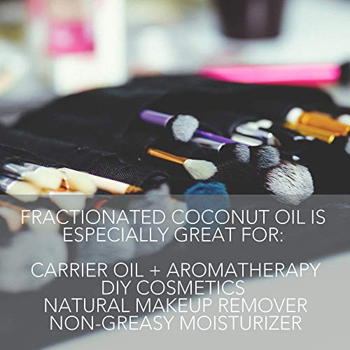Pure Body Naturals Organic Fractionated Coconut Oil for Skin and Hair, 4 fl oz - Liquid Carrier Oil for Diluting Essential Oils, Hair Growth & Skin Moisturizer