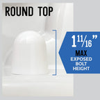 Stinky John's Tall Toilet Bolt Caps - Universal Fit with a Round Top - White Caps (4)