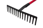 Bully Tools 14-Tine Level Head Rake | 60" Fiberglass Long Handle 16" Wide Head Garden Rake Heavy Duty Metal Tool for Soil Leveling, Spreading Mulch Gravel and Thatch | 100% Made in USA