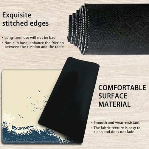 Playmats for Magic: The Gathering MTG Card Game Mat Plus 50 Pcs Card Sleeves, 24 x 14 inch TCG Mat with Stitched Edge for Commander Deck Duskmourn Board Game, Janpanese Sun Sea