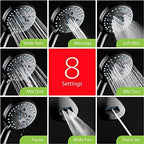 Hotel Spa AquaCare As-Seen-On-TV High Pressure 48-setting Rain & Handheld 3-way Shower Head Combo - Anti-clog Nozzles/Tub, Tile & Pet Power Wash/Extra Long 6 ft. Hose/Matte Black Finish