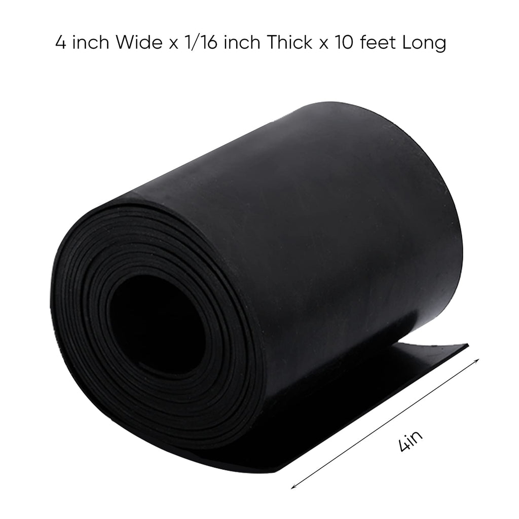 Neoprene Rubber Sheet Roll - 1/16 Inch Thick x 4 Inch Wide x 10 Feet Long Solid Rubber Gasket Seal for DIY Gaskets, Pads, Seals, Crafts, Flooring, Cushioning of Anti-Vibration, Anti-Slip