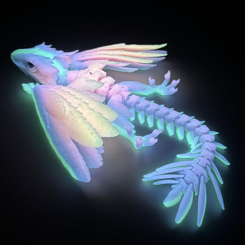 SGYYSG Feathered Wyvern Dragon,3D Printed Dragon, Articulated Dragon with Wings, 3D Printed Toys, Desktop Pet - Indulge in The Enchanting Realm of Dragons (Rainbow Noctilucent)