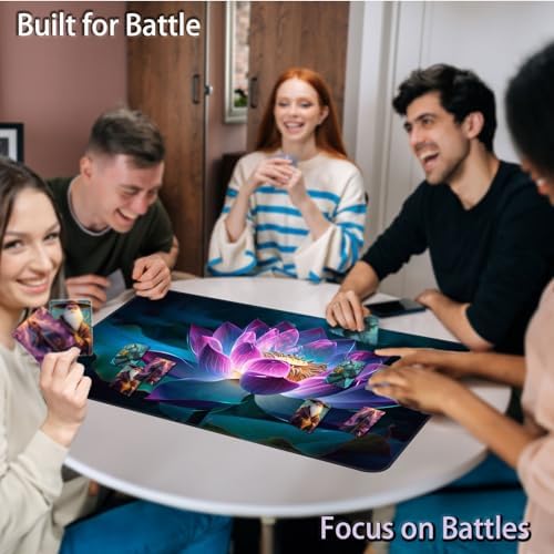 for MTG Game Playmat, for Magic TCG Rubber Play mat,Tabletop Card Playmats with Smooth Surface,Trading Card Inked Game Mat,Battle Game,Colorful Glowing Lotu
