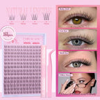 Insivible Band Lash Clusters Kit Wispy Eyelash Clusters Natural Lash Extension Kit 9-12mm Cluster Eyelash Extensions 168pcs Individual Lashes Clear Lash Bond and Seal Lash Tweezers