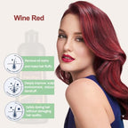 Natural Wine Red Hair Dye Shampoo for Gray Hair, 3-IN-1 Burgundy Hair Dye Shampoo, Red Hair Dye for Men Women Colors in Minutes, Easy to Use, Instant Hair Dye for All Hair Types（Red wine)