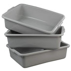 Ggbin Plastic Dish Tubs, Commercial Bus Box/Wash Basin Tote Box, 3-Pack(Grey, 13L)