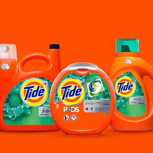 Tide Plus Febreze Freshness, HE Turbo Clean Liquid Laundry Detergent, Botanical Rain Scent, 132 fl oz, 94 loads