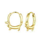 RUKYF Gold Plated 925 Sterling Silver Dachshund Hoop Earrings for Women Cute Dachshund Silver Earrings Hypoallergenic Small Dog Huggie Earrings Dainty Lightweight Earring Dachshund Gift
