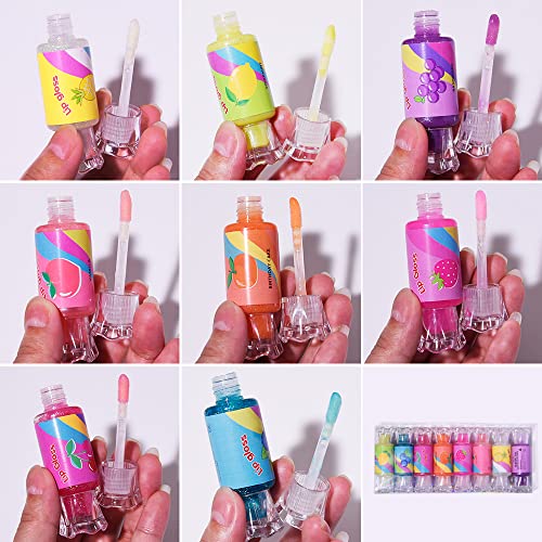 Cute Lip Gloss for Kids, 6PCS Glitter Girls Lip Gloss Set with Shape of Candy, Assorted Flavors Hydrating Lip Balm Party Favor Make-up for Girls and Teens Ages 8-12