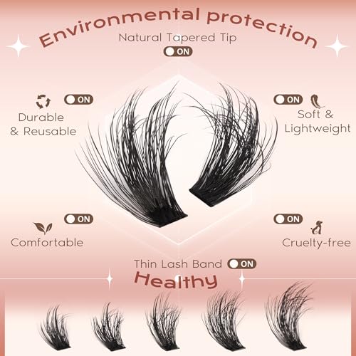 Focipeysa Fluffy Lash Clusters Kit D Curl Lashes Extensions Thick Volume Eyelash Clusters DIY Eyelash Extension with Lash Glue Lash Bond and Seal 10-16mm Fluffy Cluster Eyelash Extension DIY Lashes
