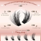 Focipeysa Fluffy Lash Clusters Kit D Curl Lashes Extensions Thick Volume Eyelash Clusters DIY Eyelash Extension with Lash Glue Lash Bond and Seal 10-16mm Fluffy Cluster Eyelash Extension DIY Lashes