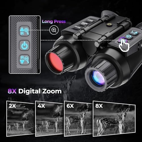 GOYOJO 4K Head-Mounted Night Vision Goggles & Binoculars for Adults – Infrared NVG with Manual Focus & 8X Digital Zoom for Hunting, Camping, and Outdoor Surveillance