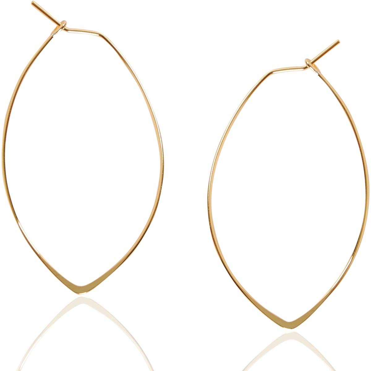 Geometric Marquise Threader Hoops - 18K Gold Plated Hoop Earrings for Women