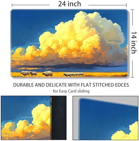 MTG Playmat Magic Card Playmat Game Mat,TCG & CCG Card Games Mat with Free Storage Bags Size 24 x 14 Inches (No with Zones,Cloud)