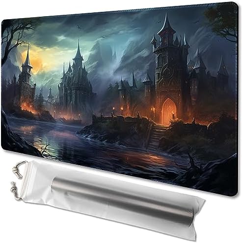 MTG Playmat Size 24x14in Free Storage Bags Non-Slip Backing Printing, Ideal for Card Game Enthusiasts TCG Playmat (No with Zone,Hidden Evil)