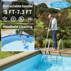 LANCHEZ Cordless Pool Vacuum with Telescopic Pole, Wide Vacuum Head, Handheld Rechargeable Pool Cleaner, 1H Run Time, 18 GPM for Sand, Silt & Leaves in Inground & Above Ground Pools, Hot Tub and Spa