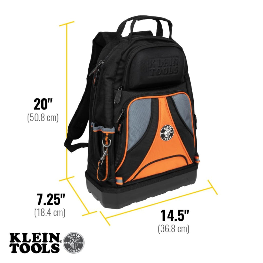 Klein Tools 55421BP-14 Tool Backpack, Heavy Duty Tradesman Pro Tool Bag Organizer with 39 Pockets, Molded Bottom