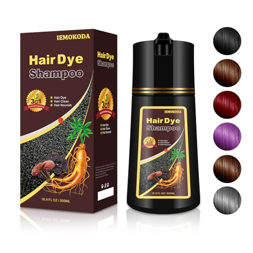 Deep Wine Red Hair Dye Shampoo 3 in 1 for Gray Coverage, Instant Natural Hair Color Shampoo Para Canas Mujer, Semi-Permanent Shampoo Hair Dye, Gifts for Men Women 16.9 Floz