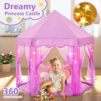 Monobeach Princess Tent Girls Large Playhouse Kids Castle Play Tent with Star Lights Gift Toy for Children Indoor and Outdoor Games, 55'' x 53'' (DxH) (Purple)