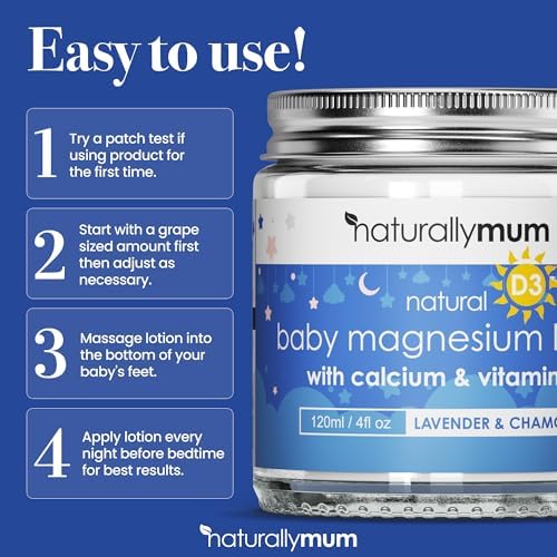 Baby Magnesium Lotion with Calcium & Vitamin D | Support for Sleep, Heart, Bone, Nerve, Gut and Muscle Health | Alternative to Melatonin | Lavender & Chamomile 4.2 fl oz