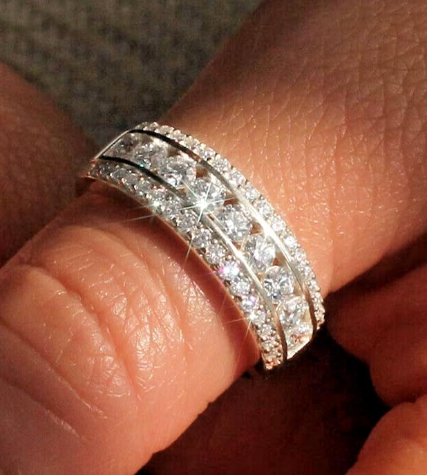 Drizzle Jewels 3Ct Round Cut Lab Created Diamond Half Eternity Band, 14k White Gold Finish (White, 6)