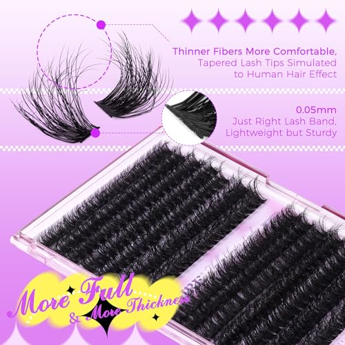 Lash Clusters Thick Mink Eyelash Clusters 280Pcs Volume Cluster Eyelash Extensions 11-18MM Fluffy Lash Extension D Curl Individual Lashes 100D+120D Cluster Lashes DIY at Home for Beginners by JIMIRE