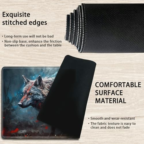 Playmats for Magic: The Gathering MTG Card Game Mat Plus 50 Pcs Card Sleeves, 24 x 14 inch TCG Mat with Stitched Edge for Commander Deck Duskmourn Board Game, Wild Wolf