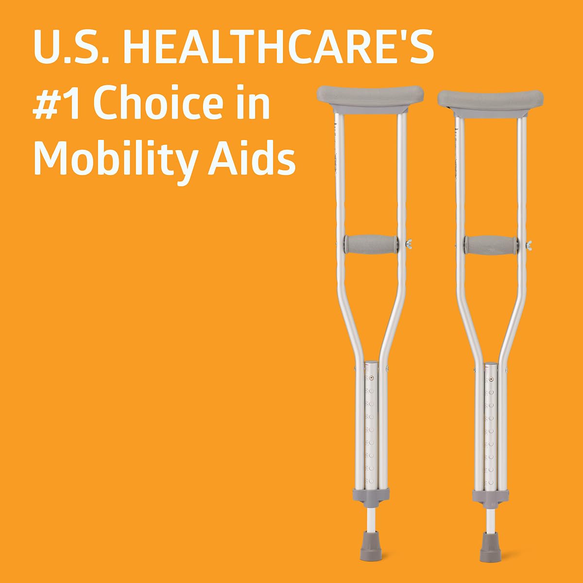Medline Youth Aluminum Guardian Crutches for Kids, Adults & Seniors 4’6”–5’2”Tall, Walking Aid for Reliable Balance, Comfortably Holds Up to 300 lbs.