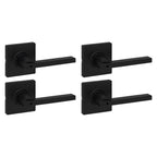 Kwikset Casey Interior Privacy Door Handle with Lock 4 Pack, Door Lever for Bathroom and Bedroom, Matte Black Reversible Keyless Turn Lock, with Microban Protection