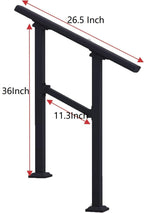 Hand Rails for Outdoor Steps，Stair Handrail & Indoor Stair Railing Kit，Railings for Outdoor Steps for Fence & Outdoor Steps (1, Black-Straight, 2 Step)