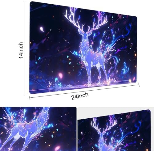 Board Game 14x24in MTG Playmat Compatible for OCG CCG RPG TCG Playmats (Blue Deer 2)