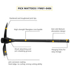 glorousamc Forged Adze Pick, Weeding Mattock Hoe Pick Mattock with Fiberglass Handle, Garden Pick, Great for Loosening Soil, Archaeological Projects (5LB-with 36" Fiberglass Handle)