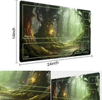MTG Playmat Size 24x14in Free Storage Bags Non-Slip Backing, Ideal for Card Game Enthusiasts TCG Playmat (Forest Spirit Realm-Deck)