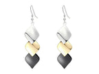 GLPAHA Tri-color Square shiny Drop Earrings for women 925 Sterling Silver Hooks