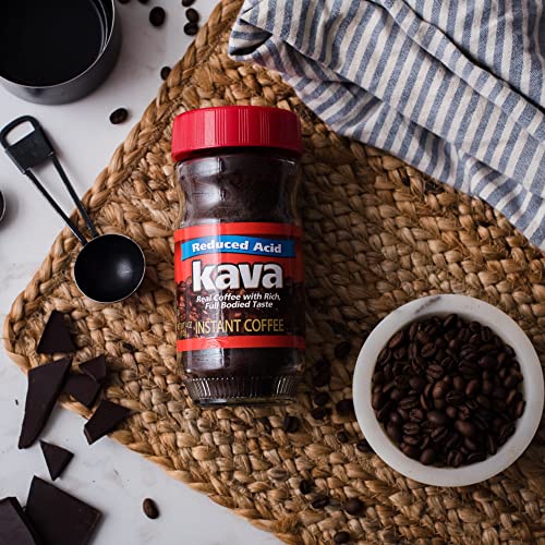 Kava Low Acid Coffee Instant Coffee Kosher Certified Medium Roast Glass Jar, 4 Ounce (Pack of 2)