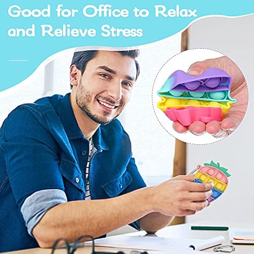 12 Pcs Mini Push pop Bubble Fidget Toy, Simple Fidget Toy, Keychain Bubble Pop Desk Toy, Decompression Toys Suitable for All Ages