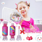 Cute Lip Gloss for Kids, 6PCS Glitter Girls Lip Gloss Set with Shape of Candy, Assorted Flavors Hydrating Lip Balm Party Favor Make-up for Girls and Teens Ages 8-12