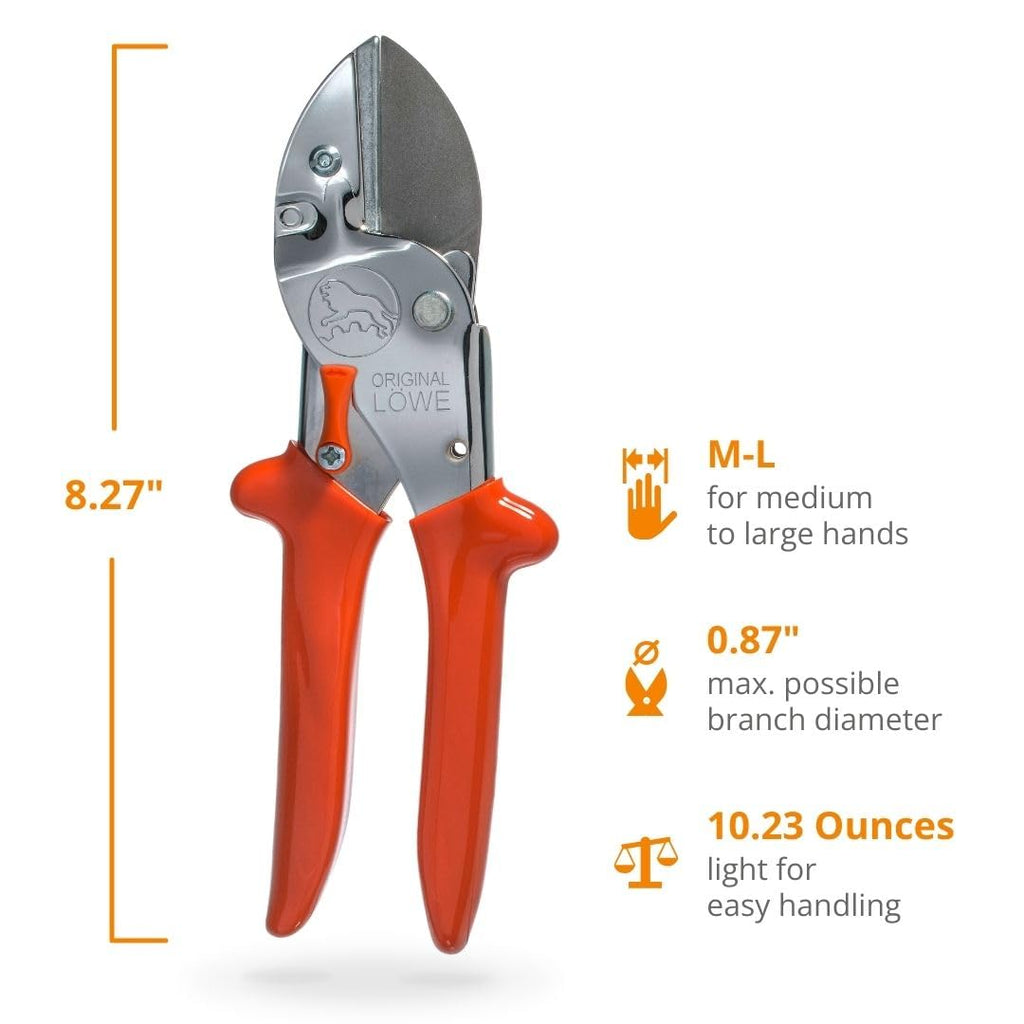 Original LÖWE Professional Anvil Pruner Garden Tools 1.104 | Robust & Sharp Hedge Trimmer | Use As Pruners, Garden Shears, Heavy Duty Handheld, Pruning Shears for Gardening | Made in Germany